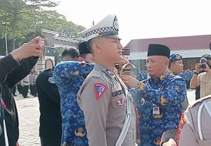 Pj Bupati Pimpin Apel Gelar Pasukan Operasi Ketupat Candi 2023 di Mapolresta Pati.