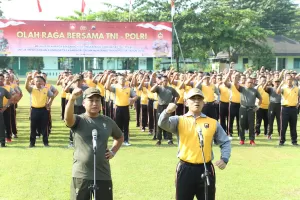 Olahraga Bersama Per Kokoh Sinergitas TNI POLRI di Pati