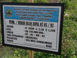 Pekerjaan Aspal Desa Sambilawang Tahun Anggaran 2024 Dikerjakan 2025, Apakah Pengawasannya Mandul?